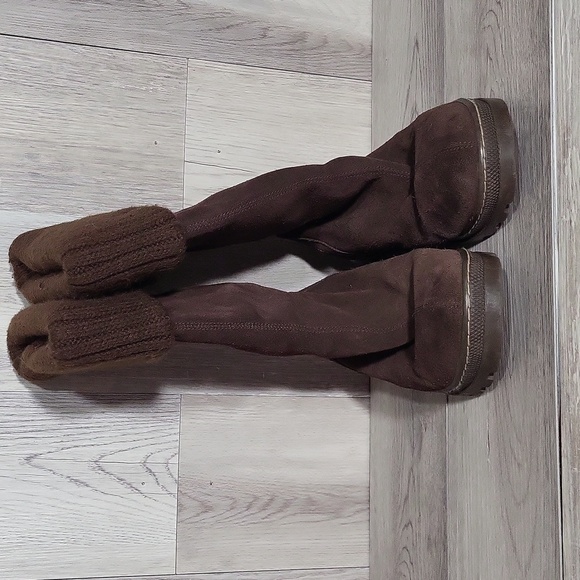 Skechers Womens 8 Chocolate Brown Leather Boots Thinsulate Mid Calf Warm Winter - Picture 7 of 10